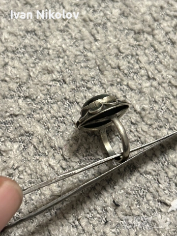 Дамски сребърен пръстен с нефрит, ръчна изработка, снимка 3 - Пръстени - 52932048
