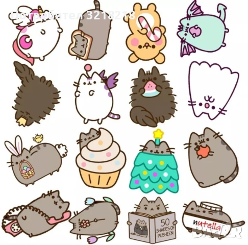 Микс от 20бр. лепенки с Pusheen котета, снимка 3 - Други - 50507427