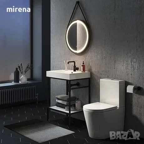 Кръгло огледало ЛЕД LED осветление, 50 см, стенно огледало 16, снимка 3 - Огледала - 51542108