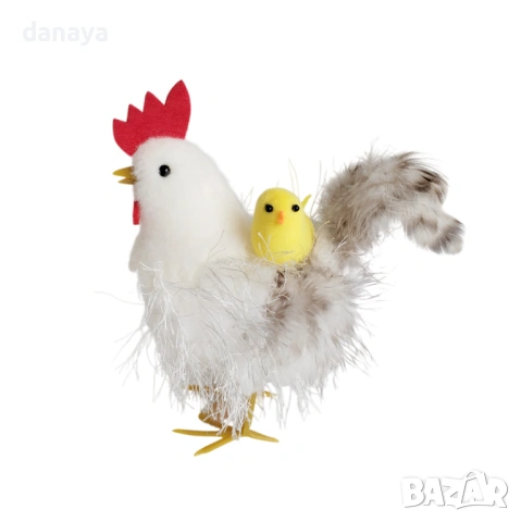 6510 Великденска декоративна фигура кокошка с пиленце в гнездо, 16×11 см, снимка 3 - Декорация за дома - 53945871