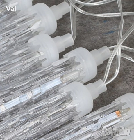 Коледна светеща украса тип падащ сняг/светеща висулка 42см/Бяла светлина/8 бр. висулки, снимка 6 - Декорация за дома - 52530186