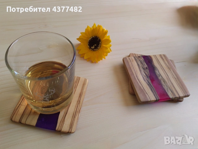 Подложки за чаши от масивно дърво и епоксидна , снимка 3 - Чаши - 53880097