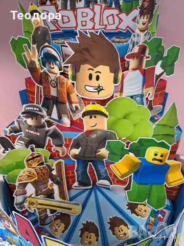 Картонена торта Роблокс, снимка 3 - Други - 54288439