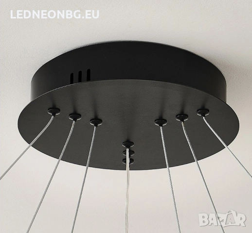LED Полилей SATURN 70W, 2 кристални ринга, 3 цветни температури, снимка 5 - Полилеи - 53172127