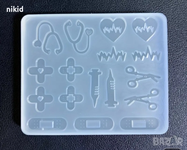медицина медицински лекар доктор инструменти аксесоари малки силиконов молд форма смола фондан декор, снимка 3 - Форми - 52395504