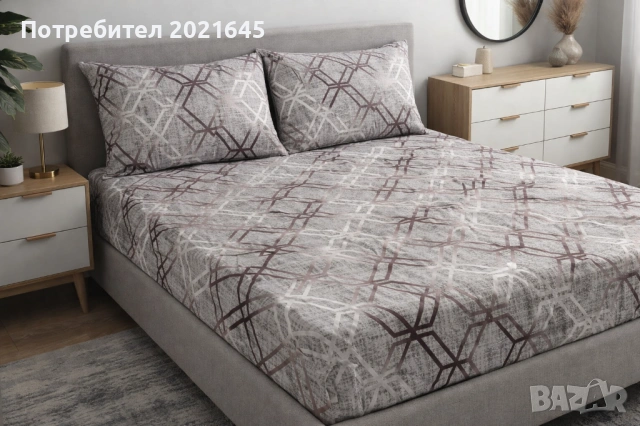 Чаршаф с ластик за 180/200 и 2 калъфки, снимка 3 - Спално бельо - 53422841