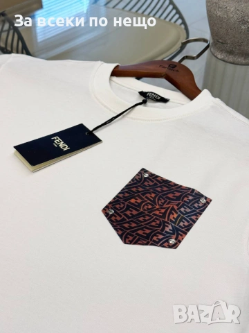 Fendi Мъжка Бяла Тениска👕Мъжка Блуза С Къс Ръкав В Бял Цвят Код Mens P.168, снимка 2 - Тениски - 53921227