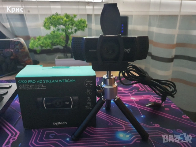 Logitech C922 Pro Stream 1080p Webcam + Privacy Cover, снимка 3 - Камери - 54044878