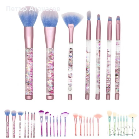 Четки за грим с кристални дръжки - 7 броя HZS86, снимка 1