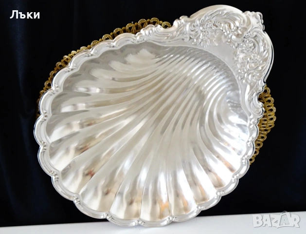 Посребрен съд за сервиране перлена мида,барок. 