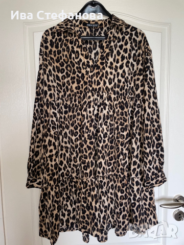 Нова разкошна ежедневна елегантна леопардова тигрова рокля волани , снимка 5 - Рокли - 45072416