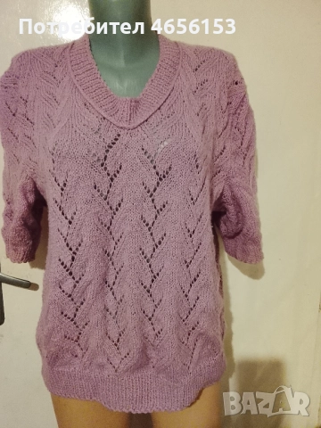 Нова ДАМСКА ПЛЕТЕНА БЛУЗА с къс ръкав - размер XL