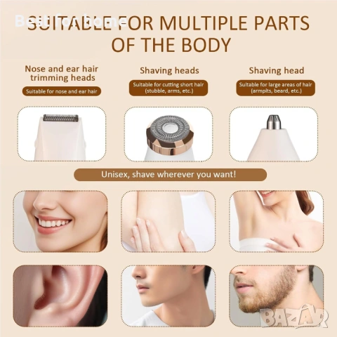 MuSylonz 3-в-1 тример за коса за жени и мъже, комплект самобръсначки за тяло, снимка 3 - Друга електроника - 53444881