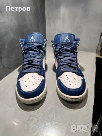 КАТО ЧИСТО НОВИ Jordan 1, 42 -  Blue Mint, снимка 9 - Ежедневни обувки - 49802139