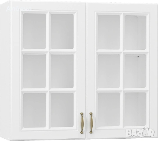 Горен кухненски шкаф MICHELLE витрина – бяло/бяло, В-80/72