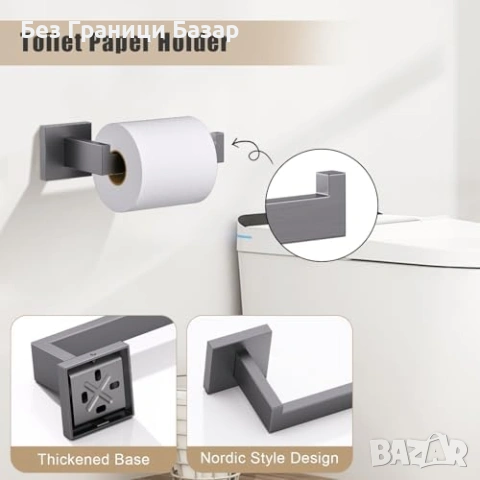 Нов Комплект аксесоари за баня 4 части неръждаема стомана 304 Поставка за хартия кърпа куки, снимка 3 - Други стоки за дома - 54207735