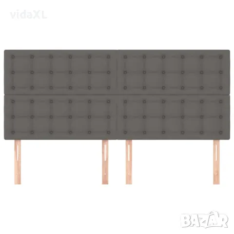 vidaXL Горни табли за легло 4 бр сива, 100x5x78/88 см, изкуствена кожа（SKU:3116444）, снимка 3 - Спални и легла - 49467025