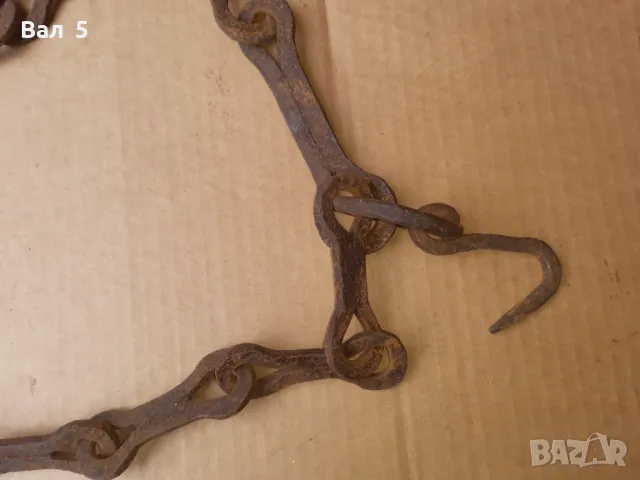 Стара верига за огнище от ковано желязо , здрава, снимка 6 - Антикварни и старинни предмети - 50326925