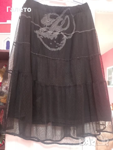 Черна пола с ластик на талията     , снимка 3 - Поли - 50660640