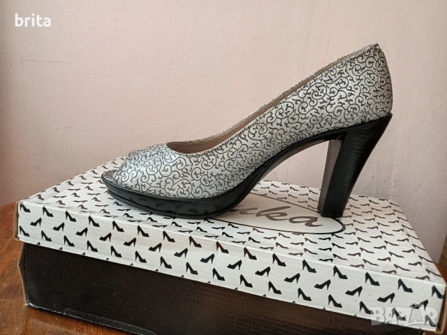 Нови! №39 Сребристи Обувки на ток , снимка 9 - Дамски обувки на ток - 53042291