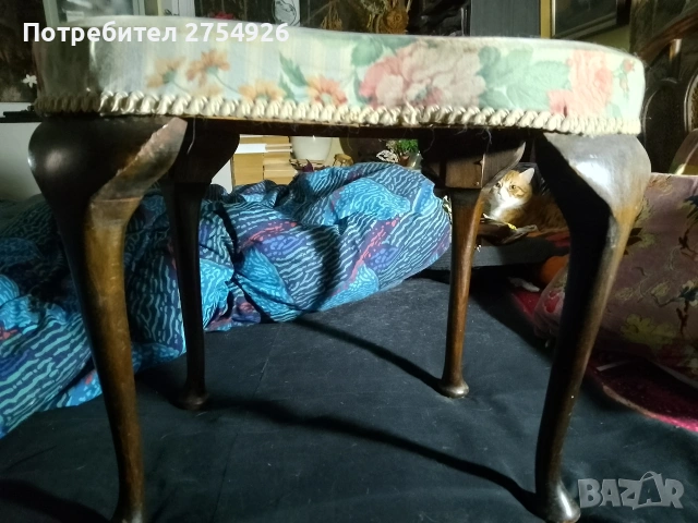 бъбрековидна табуретка в стил винтидж -рози, снимка 3 - Дивани и мека мебел - 53309443