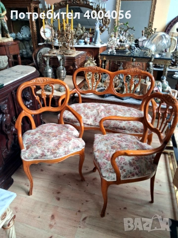 Диванче с кресла, снимка 2 - Антикварни и старинни предмети - 53574063