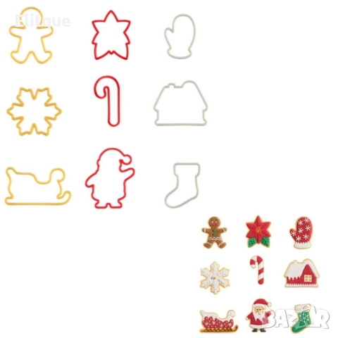 Комплект форми за сладки 9 броя, коледни, снимка 3 - Други - 52831512