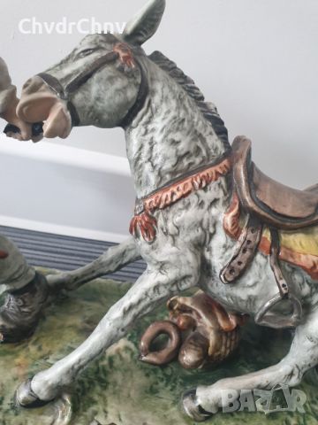 Capodimonte/Каподимонте порцеланова фигура (мъж тегли магаре), снимка 5 - Антикварни и старинни предмети - 46474653
