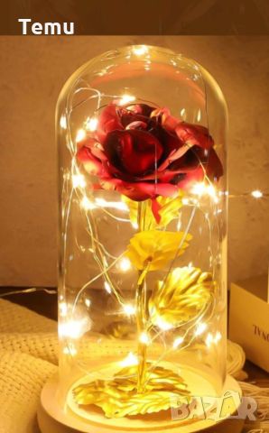 Вечна роза в стъкленица с LED светлина, снимка 8 - Декорация за дома - 45573786