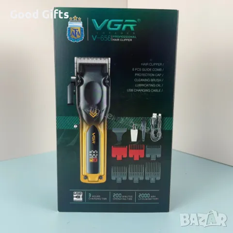 Машинка за подстригване VGR V-656 – Професионална, с 2000mAh батерия, LCD дисплей , снимка 4 - Машинки за подстригване - 50390835