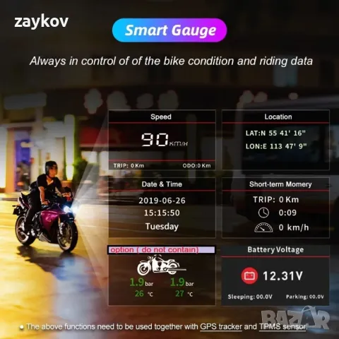 VSYSTO WiFi мотоциклетна камера, водоустойчив 4,5-инчов екран GPS HD 1080P WDR 170° широкоъгълни, снимка 2 - IP камери - 49680310