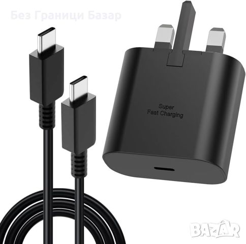 Нова Мощно 45W PD USB Type C зарядно за Samsung Стенен адаптер Самсунг, снимка 1 - Селфи стикове, аксесоари - 46616828