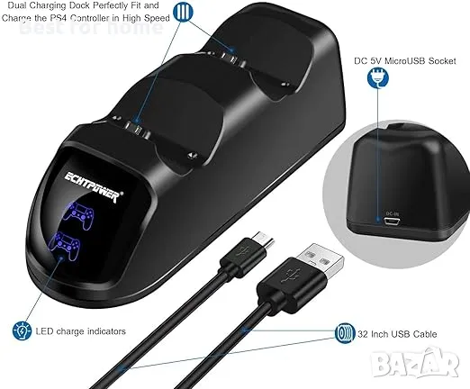 Зарядно устройство с LED дисплей за Playstation 4 , снимка 2 - Аксесоари - 49334786