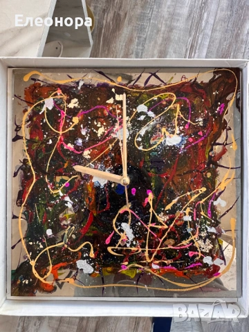 нов ръчно рисуван стъклен арт стенен часовник