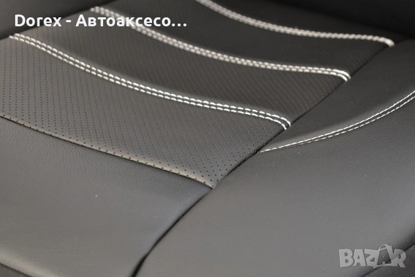 Комплект Универсална Тапицерия King Leather от еко кожа за предни и задни седалки – черни, перфорира, снимка 7 - Аксесоари и консумативи - 53607345