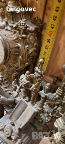 разкошен старинен бронзов часовник Белгия, снимка 3 - Антикварни и старинни предмети - 52676123
