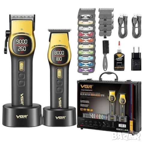 Комплект машинки за подстригване и контури-Green series VGR V-885 S2, снимка 3 - Фризьорски принадлежности - 53592004