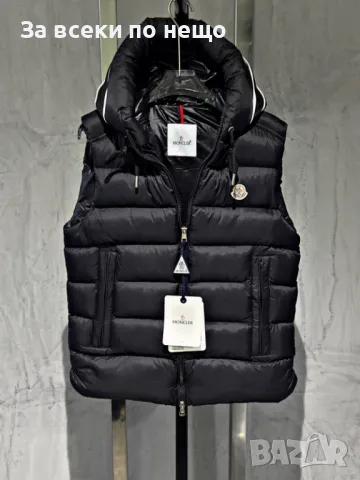 Мъжки елек Силиконов пълнеж със шито лого на качулката и отпред Moncler - Различни цветове Код A41, снимка 4 - Якета - 47381880