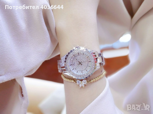 Уникален дамски часовник с циферблат, покрит с камъни. Гаранция - 1 година, снимка 2 - Дамски - 45003638