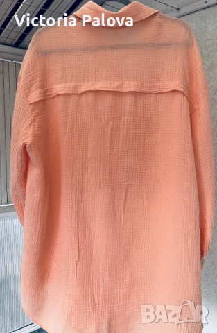 Италианска памучна риза в прасковен цвят - летен шик и комфорт, снимка 9 - Ризи - 53587017