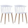 vidaXL Трапезни столове, 2 бр, бели, пластмаса(SKU:244783
