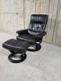 Кресло и табуретка от естествена кожа с релакс функция, снимка 1 - Дивани и мека мебел - 45595042
