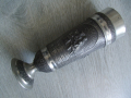 № 7457 стара метална / калаена чаша - zinn  - релефни орнаменти   - печат / маркировка , снимка 7