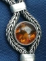 Винтидж сребърна гривна с кехлибар , снимка 7