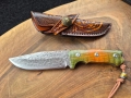 Уникален ловен нож дамаска стомана,фултанг с кожена кания LN422, снимка 2