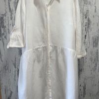 Нова бяла елегантна рокля лен памук ленена , снимка 8 - Рокли - 45625420