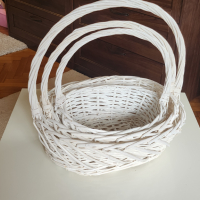 Плетени бели овални кошници , снимка 3 - Декорация за дома - 44971268