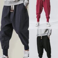 Мъжки хип-хоп дишащи памучни ленени панталони, 3цвята , снимка 1 - Панталони - 45714128