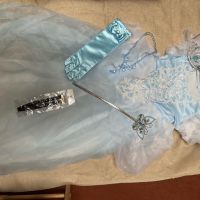 LZH Рокля на Пепеляшка с аксесоари, костюм за карнавал за момичета, синя, снимка 8 - Детски рокли и поли - 45670859