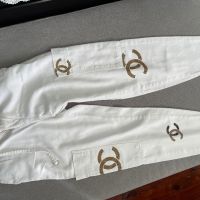 Бели дънки Шанел Chanel панталон дълъг бял, снимка 2 - Дънки - 45912810